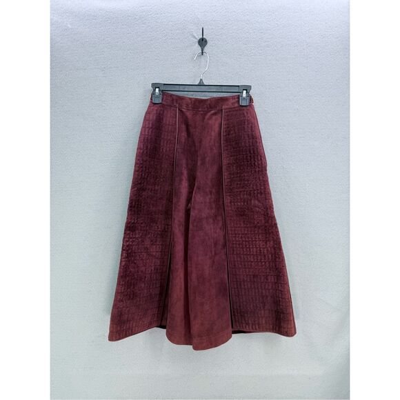 Rare 1970s Gucci Equestrian Burgundy Suede Leather Split Skirt Cropped Pants Mad - Picture 1 of 13